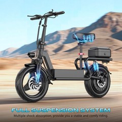 Electric Scooter with Seat Peak 1500W Motor Up to 30MPH 45 Miles Range 14″