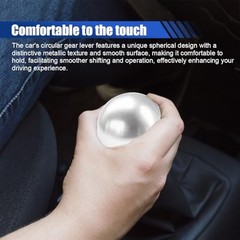 Car Round Ball Gear Shift Knob, Aluminum Alloy Gear Shift Stick Head for Silver