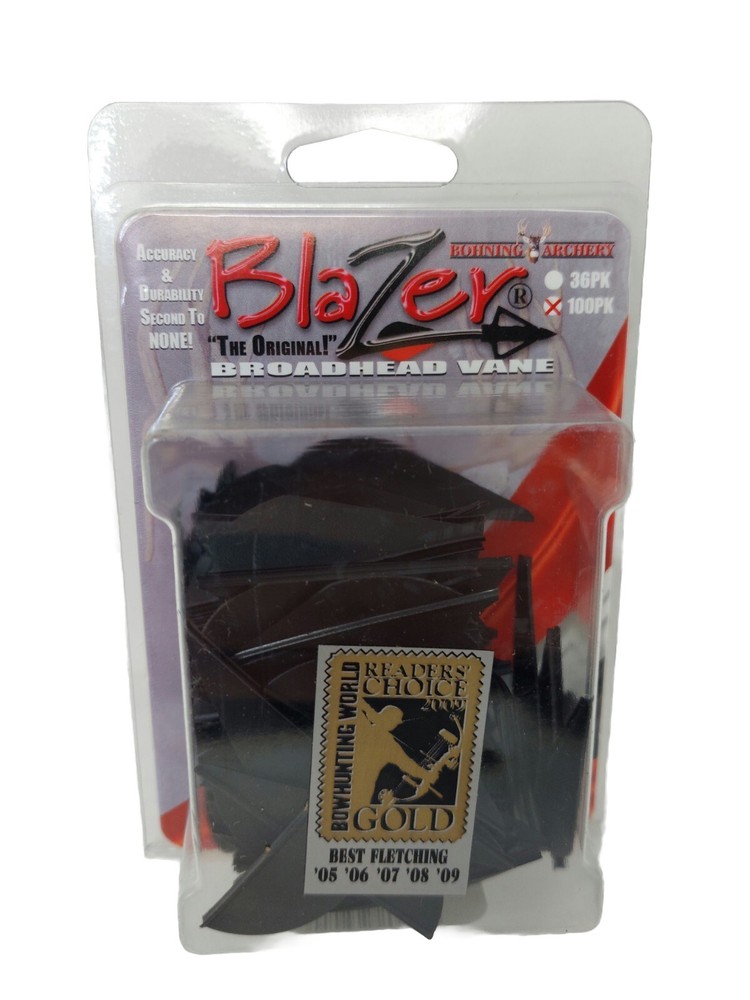 Bohning Archery Blazer 2 Inch Broadhead Vanes: (100 Pack) Black: 10832BK2