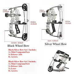 15-32lbs 13″ Mini Compound Bow Arrow Kit Release Aids Short Axis Archery Hunting