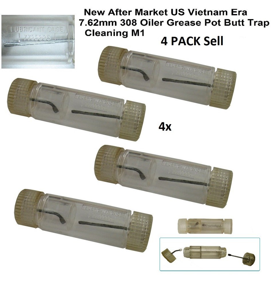 4 Pack 7.62mm 308 Oiler Grease Pot Butt Trap Cleaning M1 New After Market