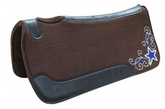 Western Horse Saddle Pad 31″ L X 1″ Thick Brown Wool Felt w/ Crystal Rhinestones