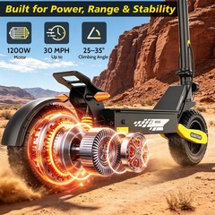 Off-road Electric Scooter for Adult 48V 23.4AH 28MPH 40Miles 1200WE-Scooter