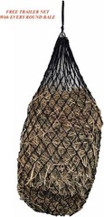 Knotless Slow Feed Hay Net for Round Bales – 5mm Thick with Repair Kit Included