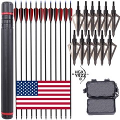 30″ Archery Carbon Arrows Turkey Feather Compound Recurve Bow Arrowhead Quiver