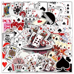 50Pcs Random Classic Card Suites Poker Cartoon Game Room Waterproof Stickers