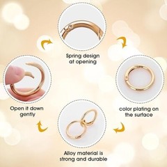«16 Pcs O Ring Clip Spring O Ring Clasp round Mini Carabiner for Bag Purse Handb