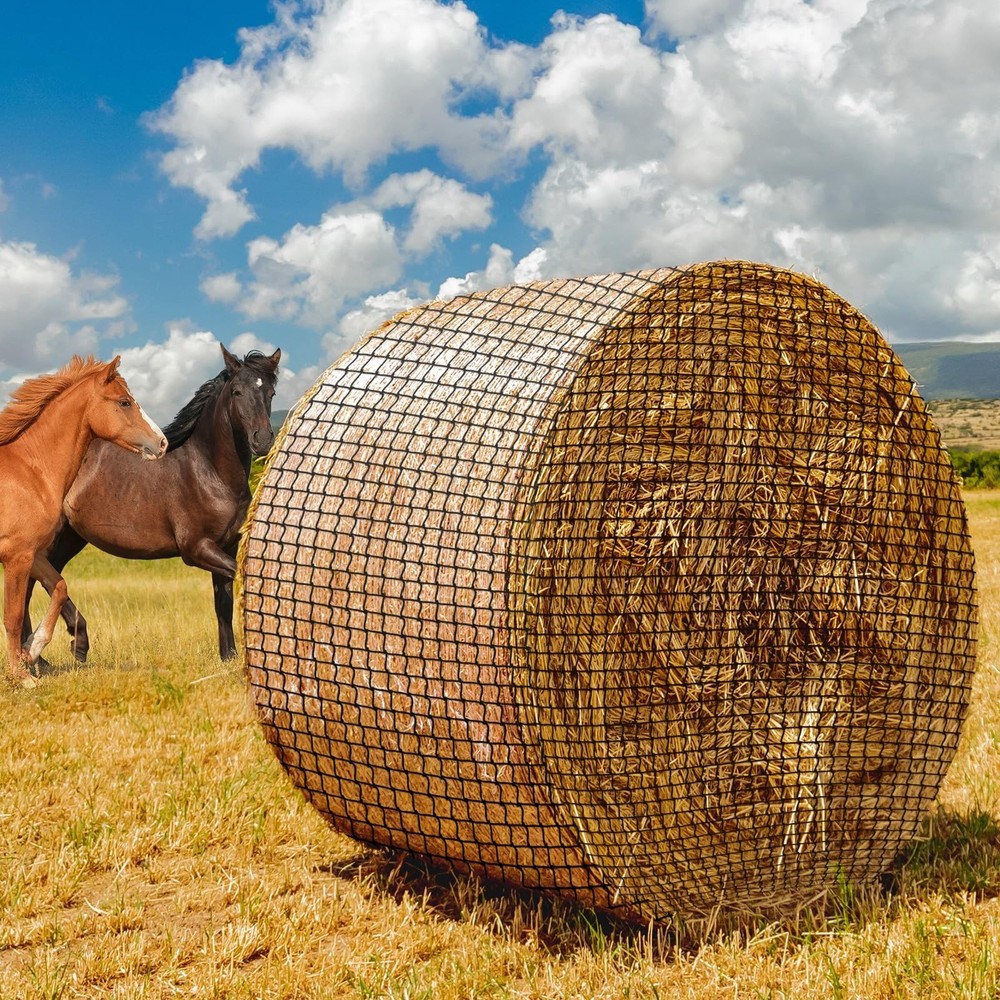 Round Bale Hay Net for Horses,5×5 Feet Knotless Slow Feed Hay Net Feeder for …