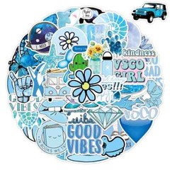 50 Pack of Blue VSCO Stickers for Laptop/Water Bottle/Phone Case