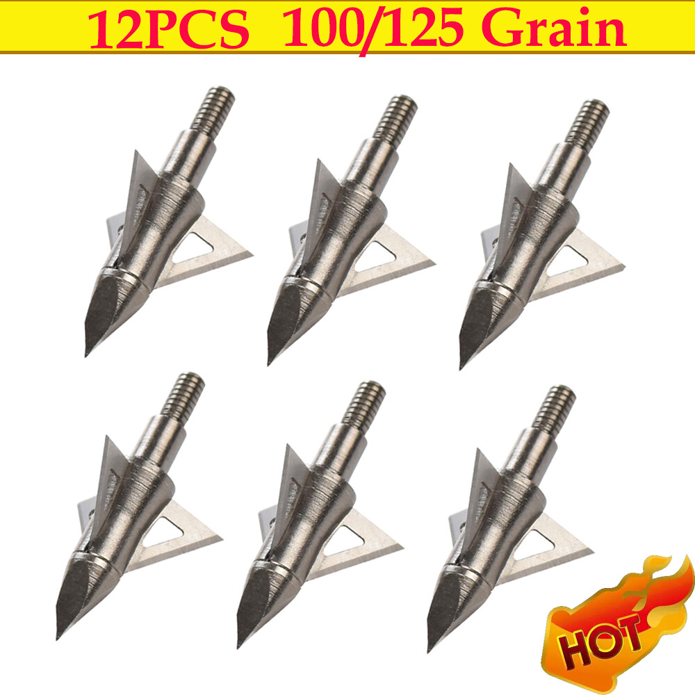 12x Hunting Broadhead Tips Arrow Head 3 Blades 8.8mm Archery Bow Outdoor Target