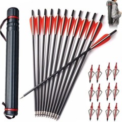 12x 20 inch Carbon Crossbow Bolts OD 8.8mm Archery Arrows / 100 Grain Broadhead
