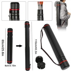 43.3in Adjustable Arrow Quiver w/ 2 Foam Hold Arrow Storage Bag For 12-24 Arrows