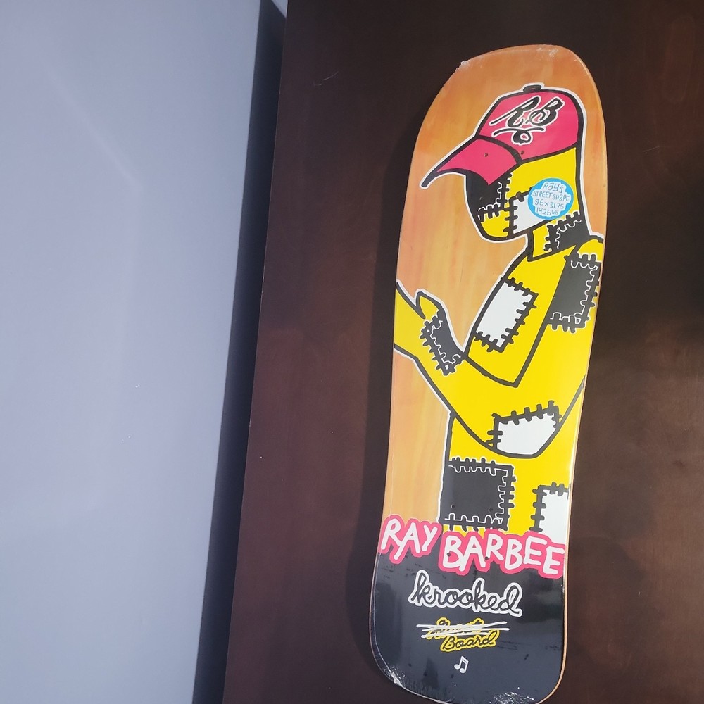 Krooked Ray Barbee Shaped Skateboard Deck 9.5” new in plastic FREE SHIPPING