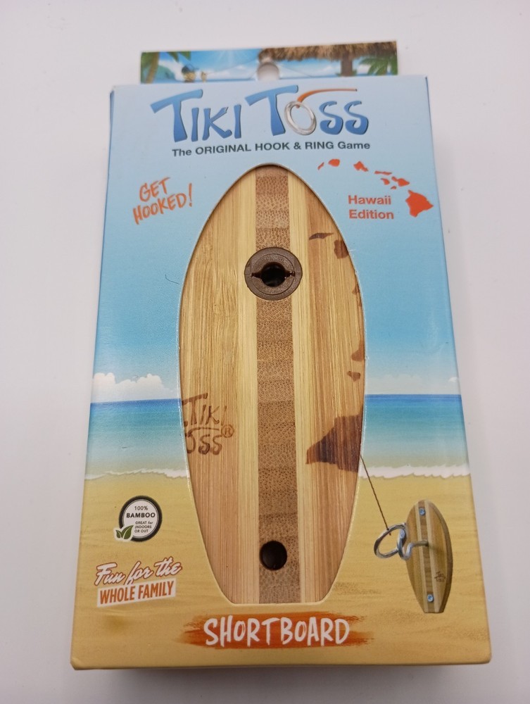 Tiki Toss Short Board Edition Hook & Ring Toss Game 100% Bamboo Board NIP