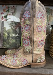 Macie Bean Floral Embroidered Suede Western Cowboy Boots 9.5
