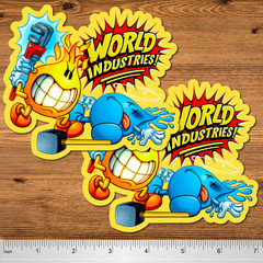 World Industries Vinyl Waterproof 2 Pack 90s Skateboard Stickers 5″ Flamboy