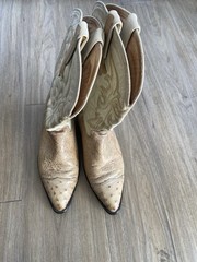 Pistolero Beige Ostrich Leather Western Cowboy Boots Men’s 8.5D