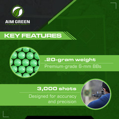 Aim Green Tracer BBs Glow in The Dark Biodegradable Airsoft BBS 6mm, .20g, 3000