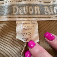 Devon Aire All Pro Classic Show Riding Breeches 32R Beige Equestrian Knee Patch