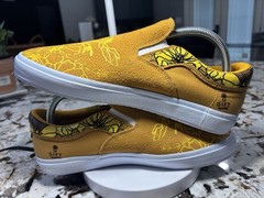 Lakai Yellow Floral Pattern Slip-On Skateboarding Shoes Floral Skate Shoes