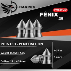 Harpex Fenix Premium Airgun pellets .25 Caliber – Pointed high precision – 160ct