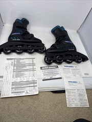 Hawk Roll USA Inline Skates Men’s/Boy’s Size 5 Black/Blue Rollerblades With Box