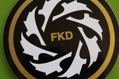 FKD Skateboard Bearings Gold Black White Saw Z36B Vintage Skateboarding STICKER