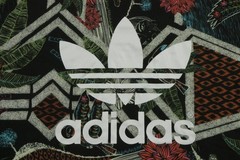 Adidas Shirt Womens XL Black Trefoil Logo Floral Geo Print Graphic Tee