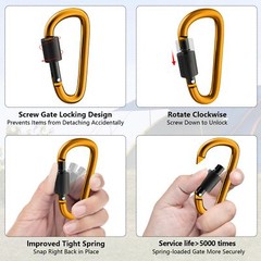8 Pack 3 Inch Locking Carabiner Clips D Ring Spring Snap Keychain Hook for Leash