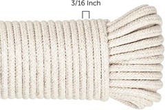 Natural Cotton Utility Rope 3/16″ 100ft Clothesline Camping Outdoor 2 Pack
