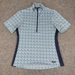 Kerrits Aire Ice Fil Riding Shirt 1/4 Zip Horseshoe Print Blue Womens Small S *