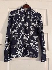 Kastel Denmark Women’s XL Navy White Floral 1/4 Zip UPF Riding Sun Shirt Mesh Pa