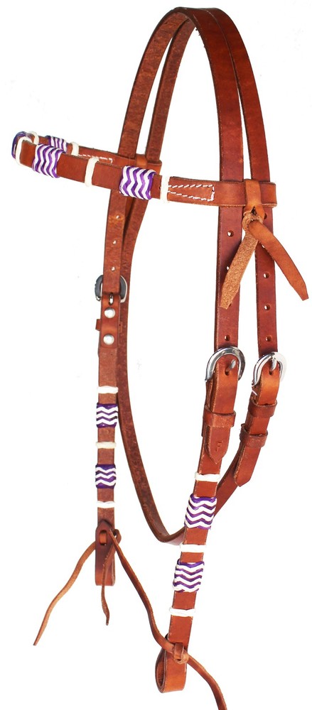 Horse Western how Tack Leather Rawhide Bridle Browband Headstall 78198HB1