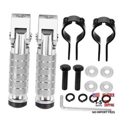 90 Degree Foldable Footpegs M8 Motorcycle Foot Pegs CNC Anti-Skid B Silver