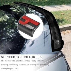 Car Rear Spoiler Roof Lip Kit, Carbon Fiber 3D Rubber Trunk Glossy Black