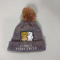 RIPNDIP x Teddy Fresh Beanie Hat Adult Embroidered Pom Pom Graphic Skater Y2K