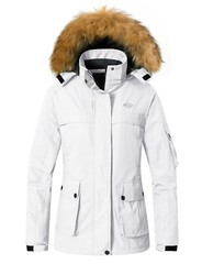Wantdo Women’s Ski Jacket Winter Fleeced Snow Coat Waterproof Fur Hooded Jackets