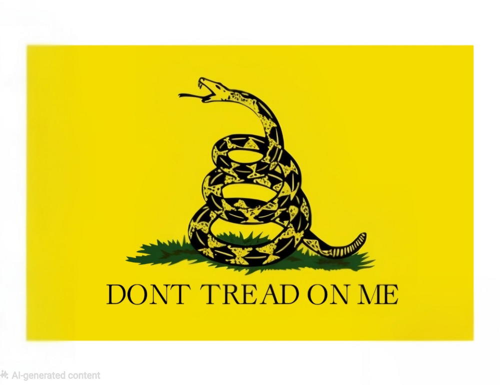 Gadsden Flag Don’t Tread On Me Coiled Snake Yellow Black Green Sticker 2″x 3″