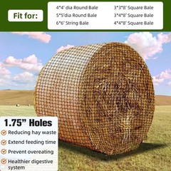 Large Round Bale Hay Net, Slow Feed Knotless Design Hay Net Feeder for Livest…