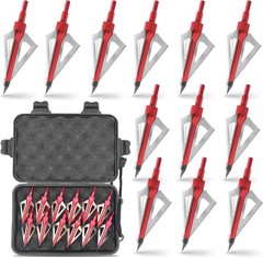 12PCS Archery 100 Grain Hunting Broadheads Stainless Steel Arrowheads with Case