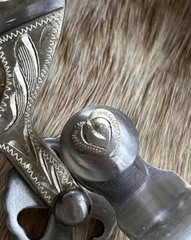 Pair Ladies Western HEART Design Engraved German Silver Spurs