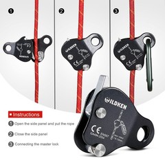 WILDKEN Climbing Ascender Fall 7.8 * 7.5 cm / 3.0 * 2.9 inch, Black