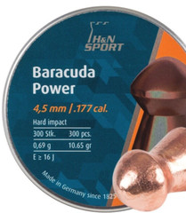 H&N Baracuda Power 300 Count COPPER COATED 4.5mm .177 Caliber Pellets GERMANY