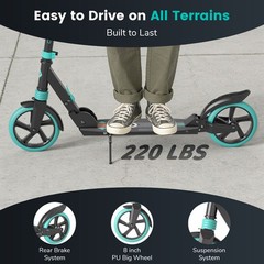 Commugo Adjustable Kick Scooter for Adults Kids Foldable Scooter Lightweight