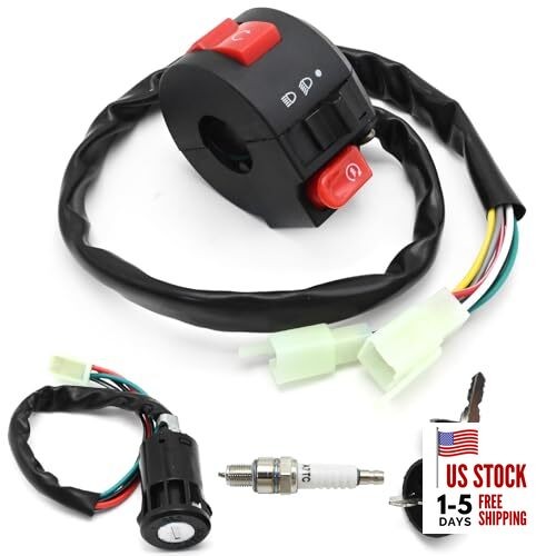 3 Function Left Starter Switch with 4 Wires Ignition Switch Key, Replacement