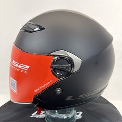 LS2 Track Party Helmet Matte Black Open Face Motorcycle XXL OF569 Clear Visor