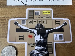 Ben Frost Art Amazon Box Crucifix Sticker Denial Graffiti Street Low Brow Obey