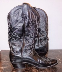 Dan Post Leather Boots Sz 10D Black Stitched Cowboys Western Rodeo ✨