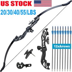 54″ Takedown Recurve Bow Set&Bow Sight&Arrow Rest Hunting+12pcs Arrows Archery