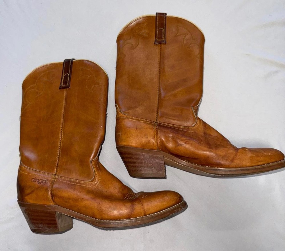Vintage Dingo Men’s Tan Brown Leather Cowboy Western Boots